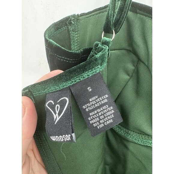Windsor Dress Women Small Green Velvet Tinkerbell Holiday Feel Me Bustier Mini - Picture 5 of 10